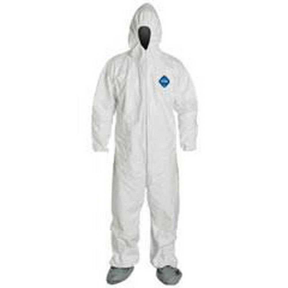 Liberty Glove & Safety White PTFE Coverall with Hood, Boot and Elastic Wrist in White 