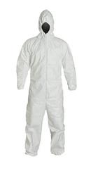 L Size Polypropylene Zip Coverall Front with Elastic Wrist and Ankle in White