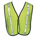 One Size Fits Most Mesh Safety Vest with Silver Reflective Stripes in Lime Green