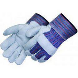 XL Size Cowhide Leather, Cotton and Rubber Gloves in Grey and Blue