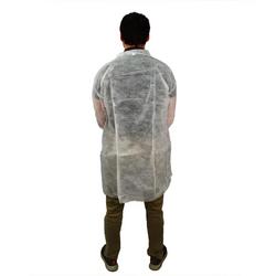 L Size Polypropylene Lab Coat with Elastic Wrist in White