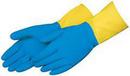 Size 8 Neoprene Gloves in Blue and Yellow