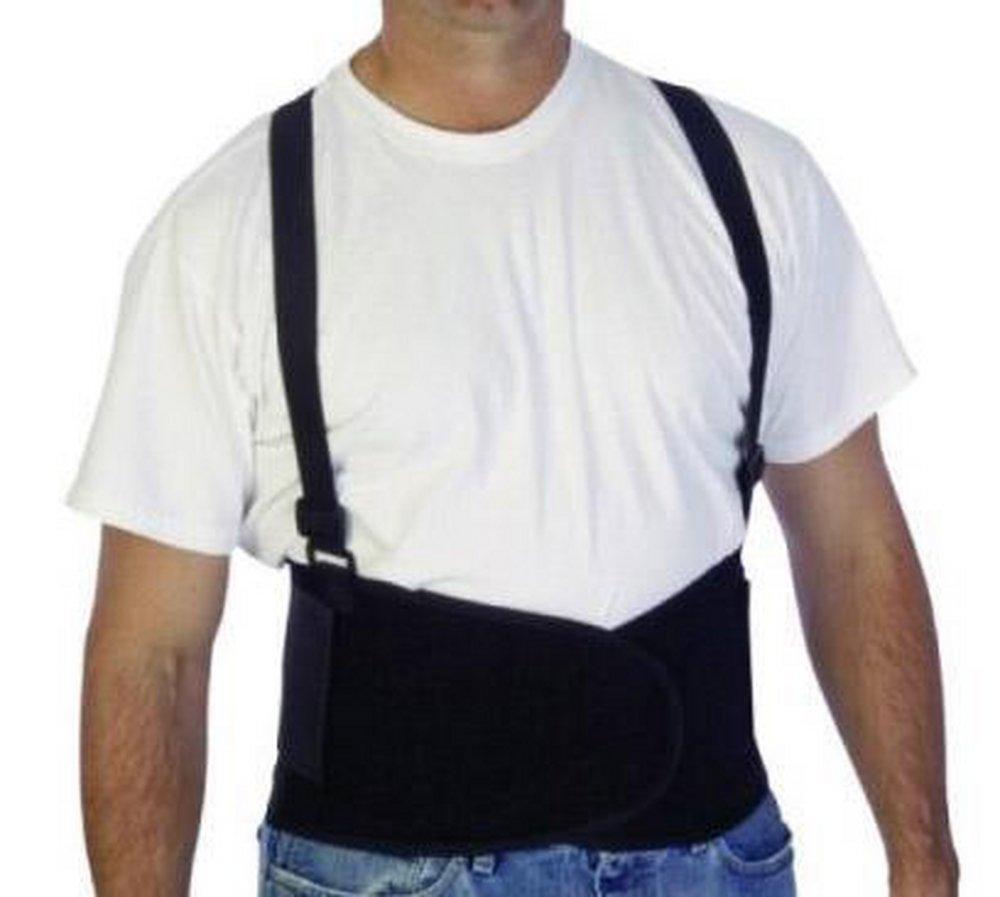Liberty Glove & Safety Black Elastic Back Support Belt with Attached Suspender in Black 