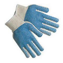 L Size Polyester, PVC and Cotton Gloves in Natural White and Blue