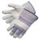 S Size Cowhide Leather and Cotton Gloves in Grey and Blue