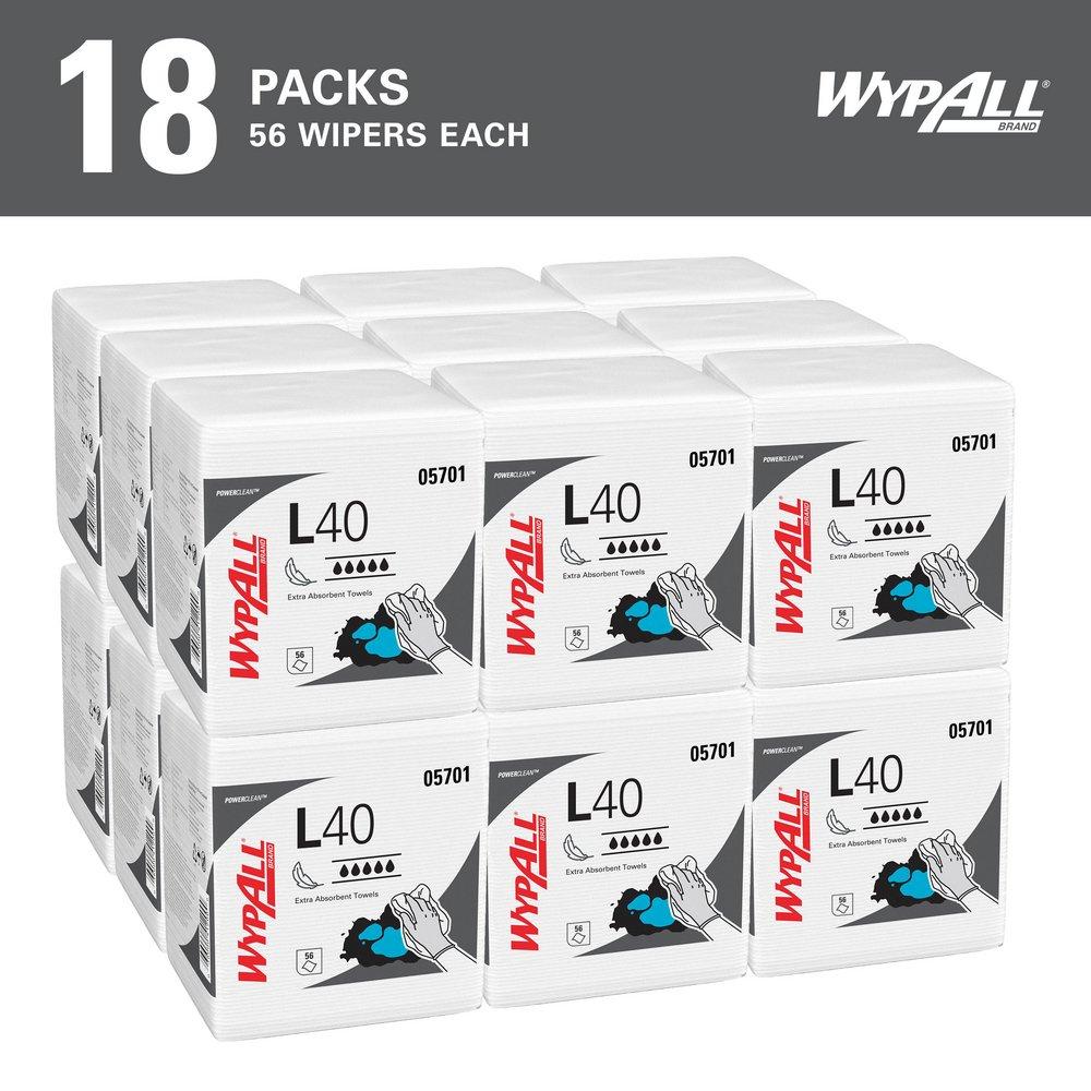 WypAll&reg; White 12-1/2 x 12 in. All Purpose Wipers in White (Case of 18) 