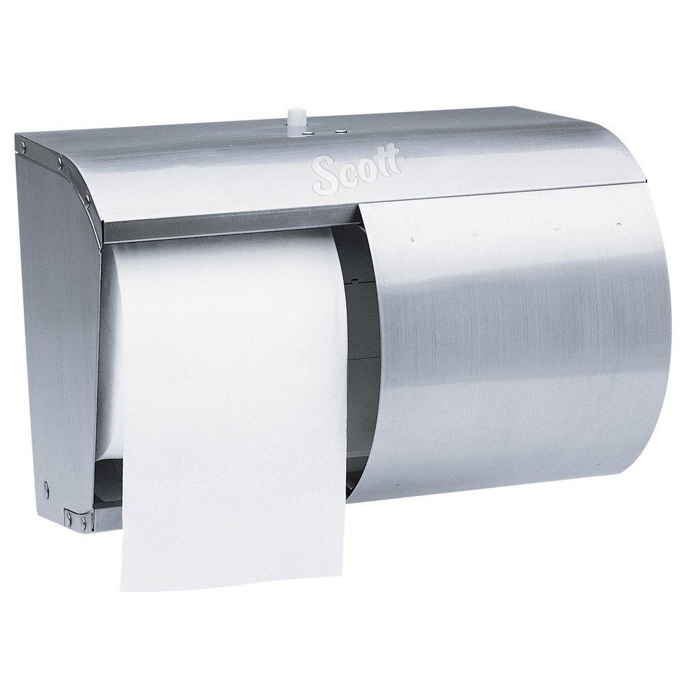 Scott&reg; Stainless Steel Double Roll Covered Bath Tissue Dispenser 