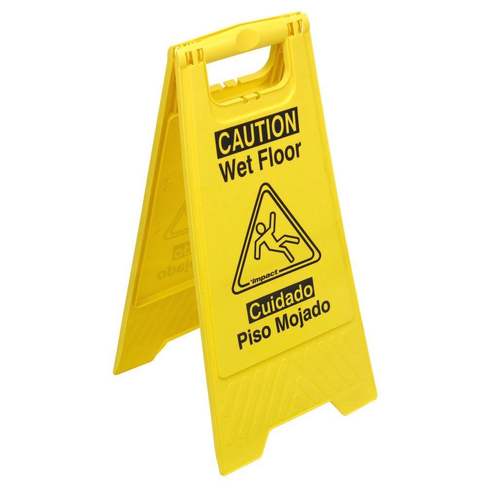 Impact&reg; Yellow 24-5/8 in. Wet Floor Sign with English and Spanish in Yellow 