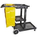 25 gal Janitors Cart with Yellow Vinyl Bag in Grey