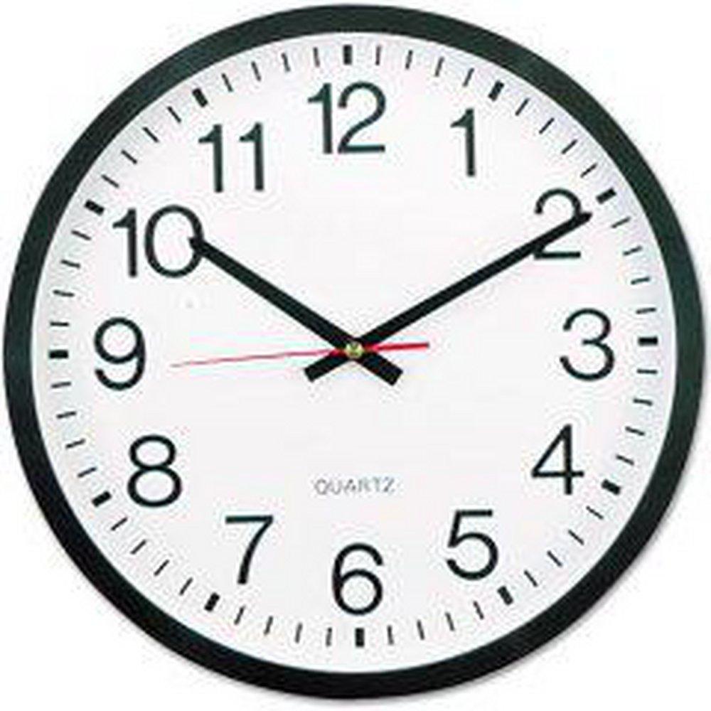 Universal Paper Goods Black Classic Round Wall Clock in Black with White 