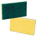 Boardwalk&reg; Yellow 3-3/5 in. Scouring Sponge with Green Scour Pad (Case of 2) 