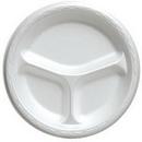 Dart Container White 3-compartment Foam Plate in White 