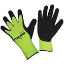 S Size Latex Gloves in Hi-Viz Green and Black