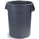 33 in. 55 gal Polyethylene Round Waste Bin Trash Container in Grey