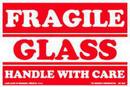 3 x 5 in. Red on White Label Fragile Glass Handle with Care