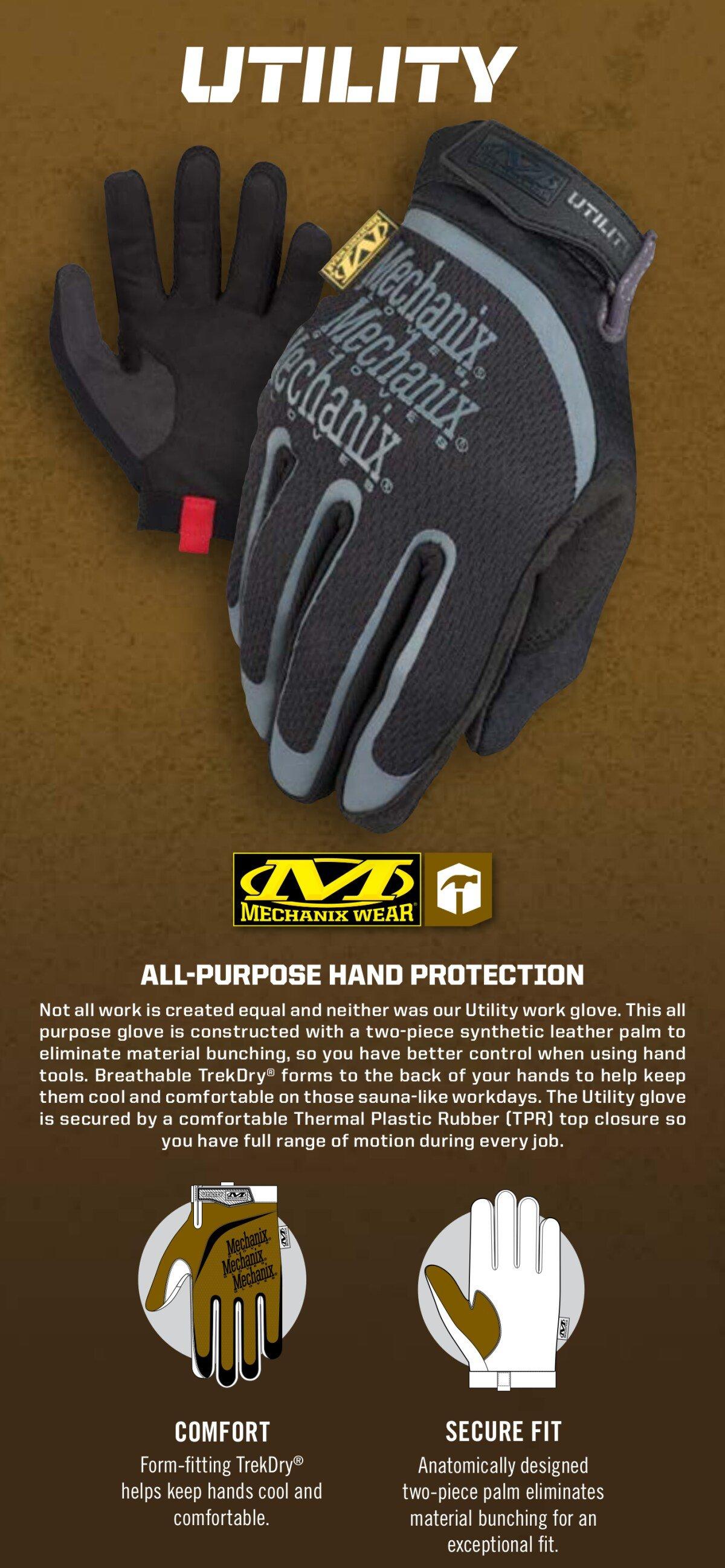 Mechanix Wear Black Synthetic Leather Gloves in Black 