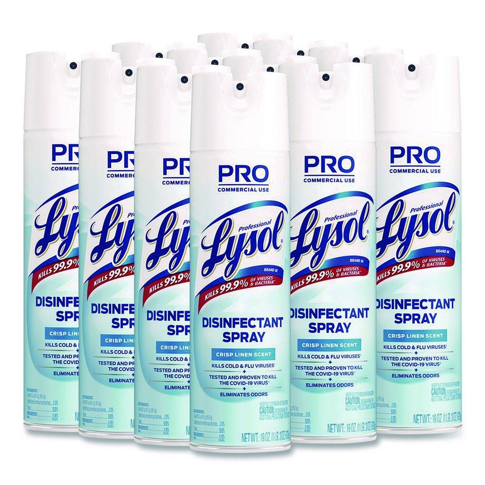 Lysol&reg; PRO Disinfectant Spray with Crisp Linen Scent, Case of 12 