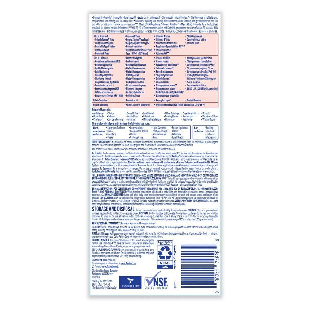 Lysol&reg; PRO Clear Disinfectant Spray with Crisp Linen Scent, Case of 12 