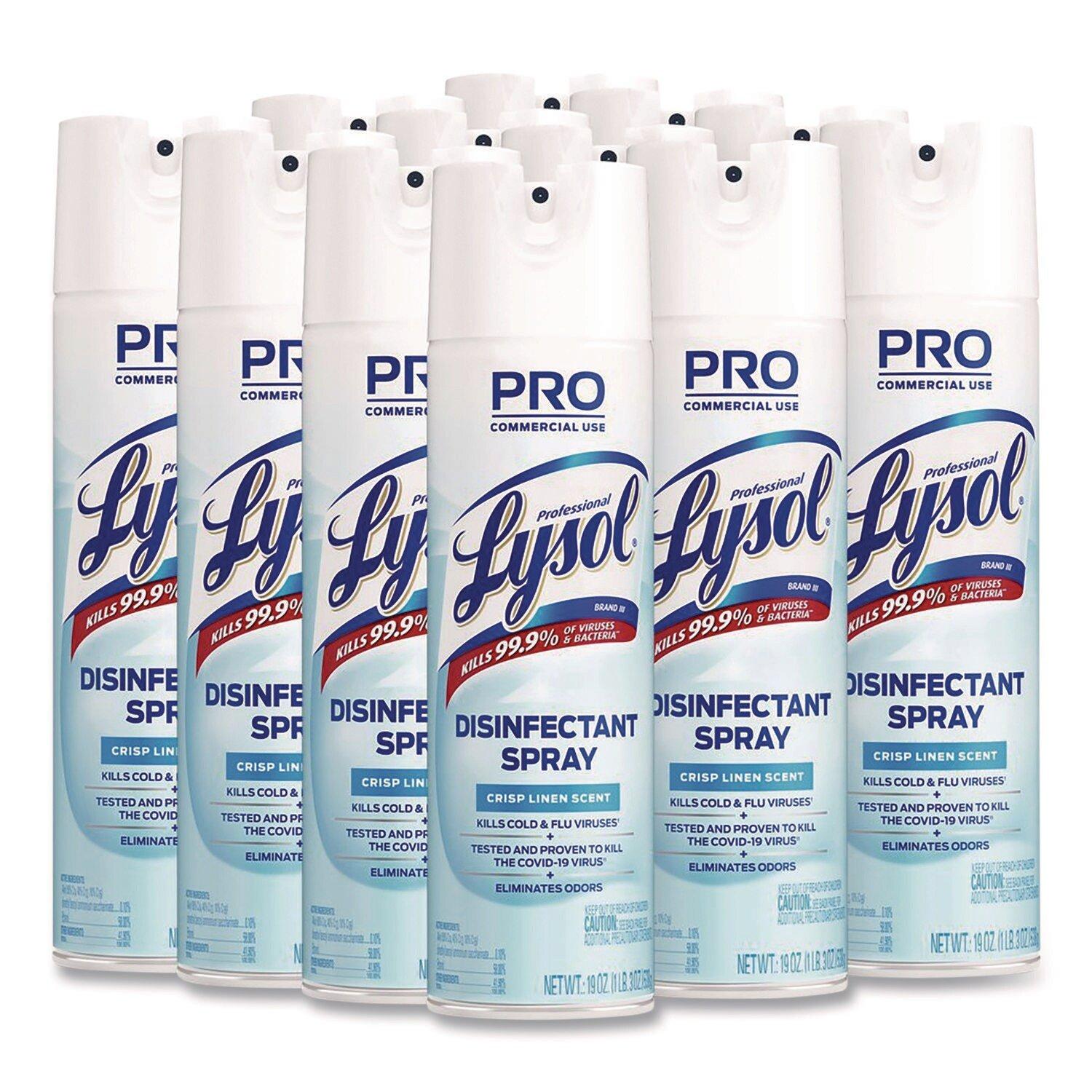 Lysol&reg; PRO Clear Disinfectant Spray with Crisp Linen Scent, Case of 12 