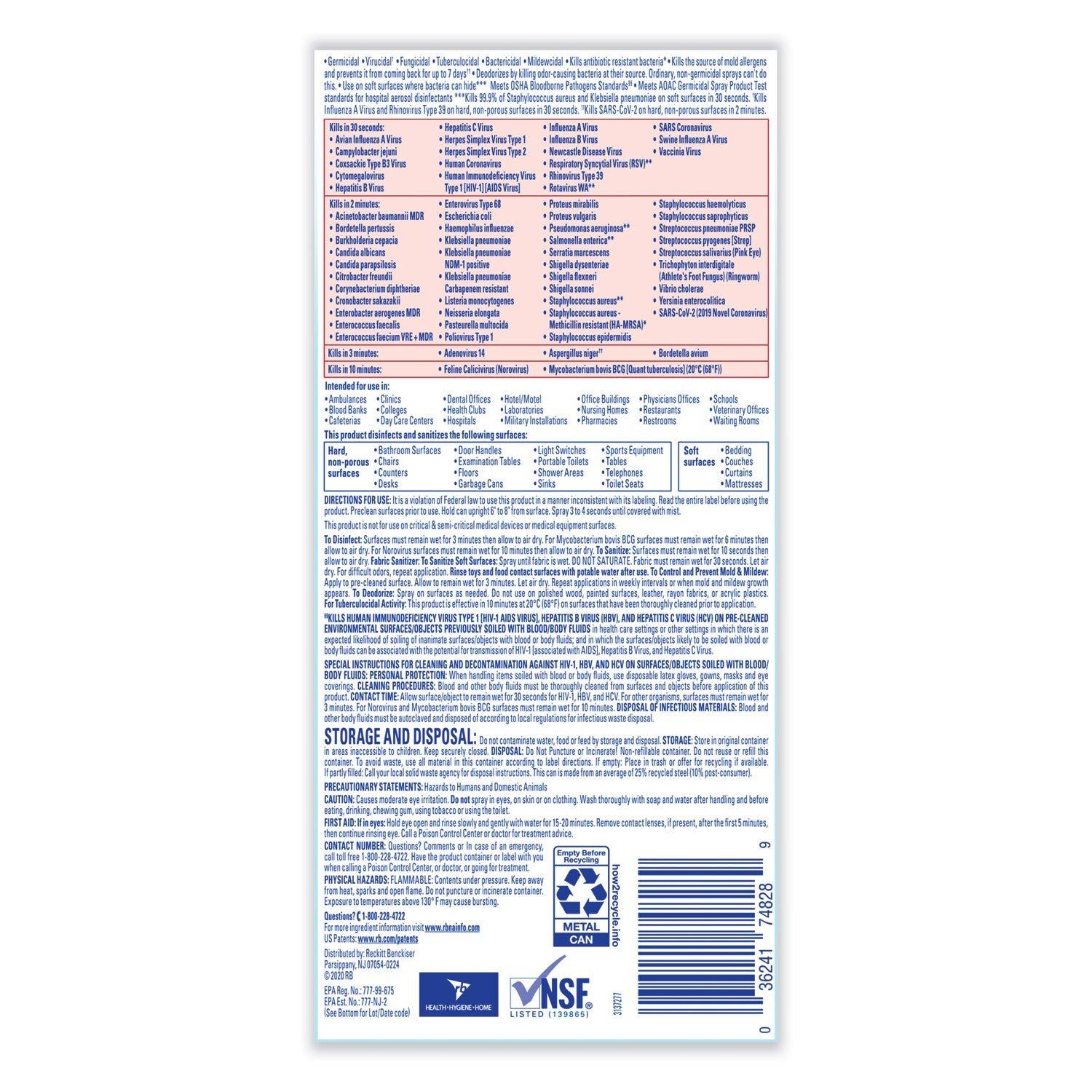 Lysol&reg; PRO Clear Disinfectant Spray with Crisp Linen Scent, Case of 12 
