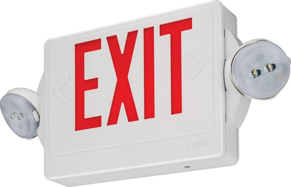 Lithonia Lighting White Battery Back Up LED Exit/Emergency Combo Light 