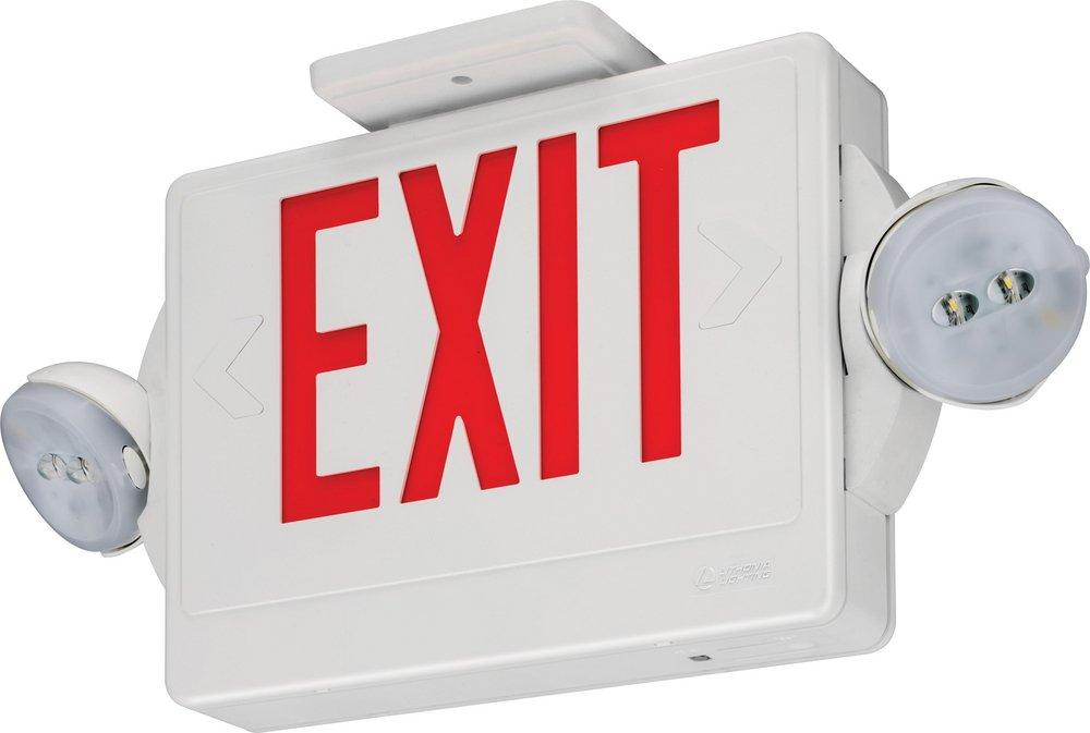 Lithonia Lighting White Battery Back Up LED Exit/Emergency Combo Light 