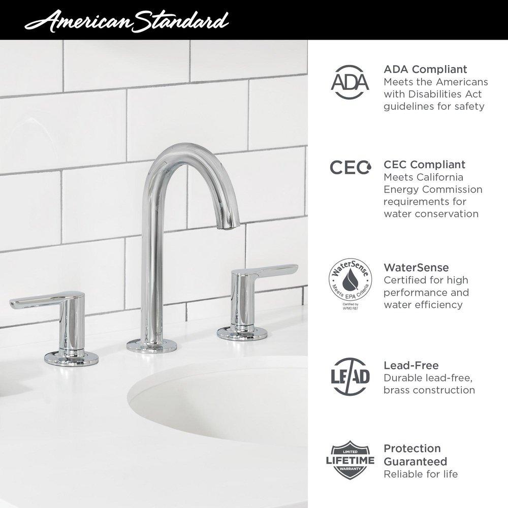 American Standard Brushed Nickel Two Handle Widespread Bathroom Sink Faucet with Metal Pop-Up Drain 