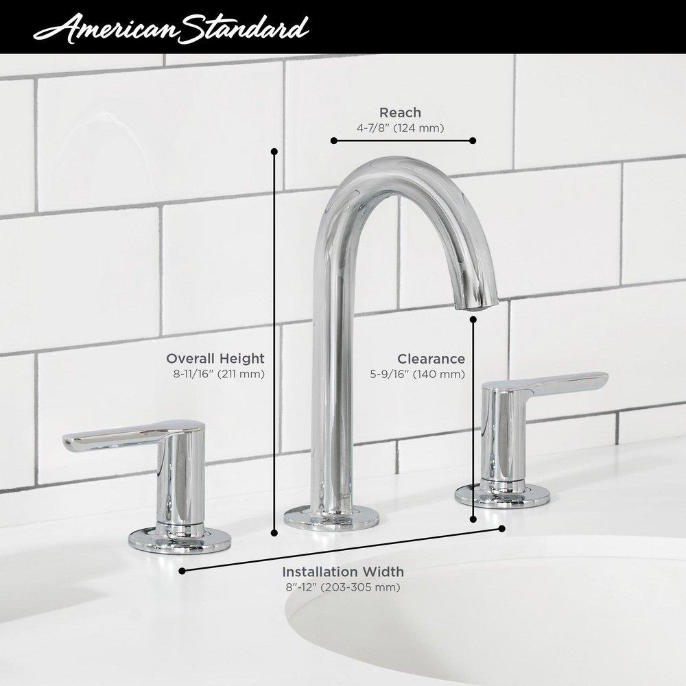 American Standard Brushed Nickel Two Handle Widespread Bathroom Sink Faucet with Metal Pop-Up Drain 