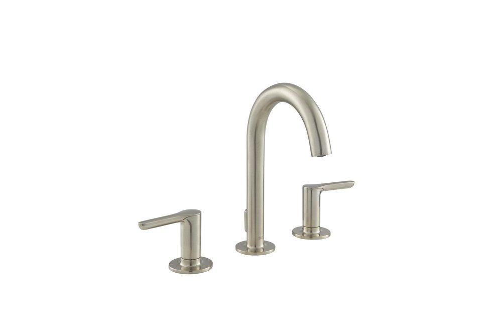 American Standard Brushed Nickel Two Handle Widespread Bathroom Sink Faucet with Metal Pop-Up Drain 