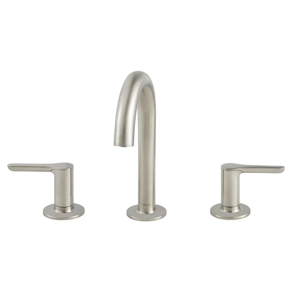 American Standard Brushed Nickel Two Handle Widespread Bathroom Sink Faucet with Metal Pop-Up Drain 