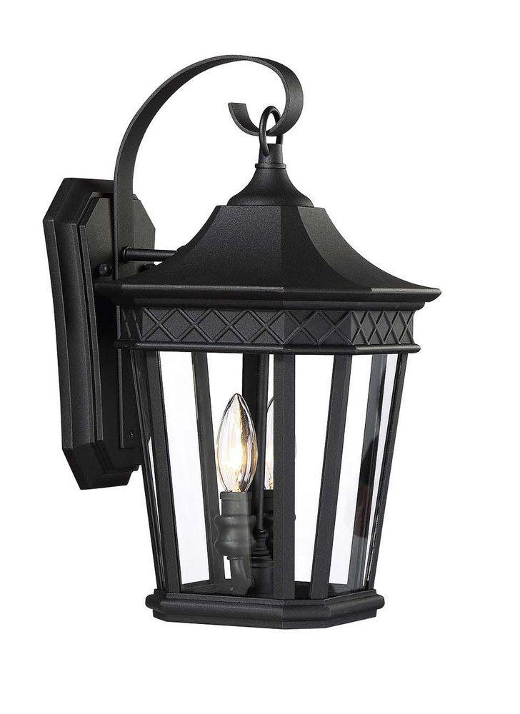 Signature Hardware Black 16-5/8 in. 60W 2-Light Outdoor Wall Sconce 