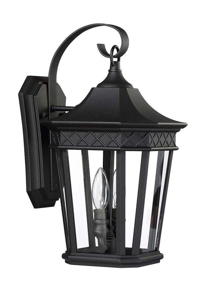 Signature Hardware Black 16-5/8 in. 60W 2-Light Outdoor Wall Sconce 
