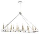 12-Light Pendant in Polished Stainless Steel with Antique Brass (60W)