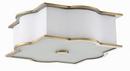 60W 3-Light Fabric Flush Mount Ceiling Fixture in Aged Brass
