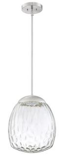 14 in. 15W LED Pendant with Clear Hammered Glass in Brushed Nickel