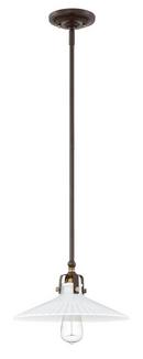 12 in. 100W 1-Light Medium Pendant in Oil Rubbed Bronze with Antique Brass