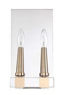 14 in. 60W 2-Light Wall Sconce in Polished Stainless Steel with Antique Brass