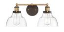 8-3/4 in. 100W 2-Light Bath Light in Oil Rubbed Bronze with Antique Brass