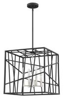 60W 4-Light Pendant in Textured Black with Polished Nickel