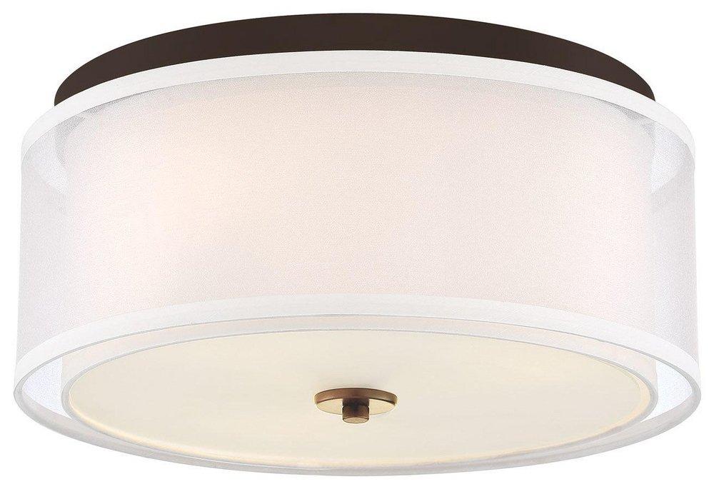 Minka Lavery Painted Bronze/Natural Brushed Brass 16 in. 60W 3-Light Medium E-26 Incandescent Flush Mount Ceiling Fixture 