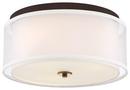 16 in. 60W 3-Light Medium E-26 Incandescent Flush Mount Ceiling Fixture in Painted Bronze with Natural Brushed Brass