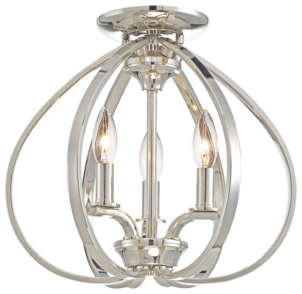 Minka Lavery Polished Nickel 60W 3-Light Semi-Flushmount Ceiling Fixture 