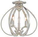 60W 3-Light Candelabra E-12 Semi-Flush Mount Ceiling Fixture in Polished Nickel