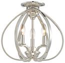 60W 3-Light Semi-Flushmount Ceiling Fixture in Polished Nickel