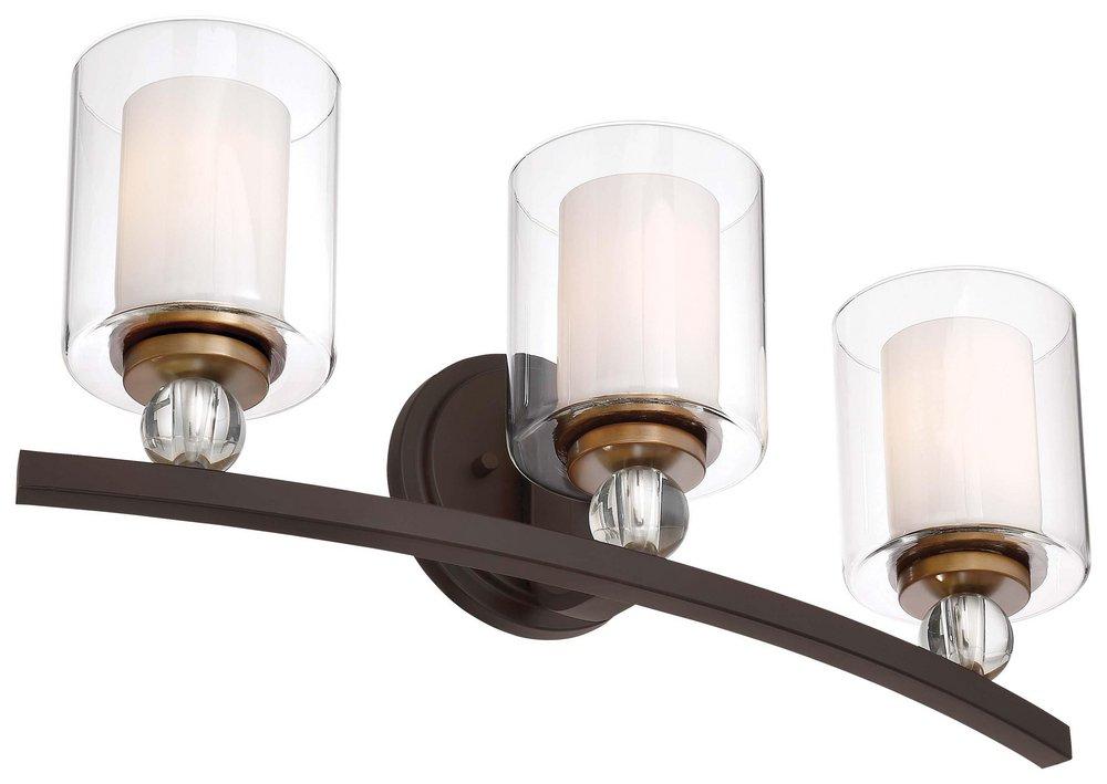 Minka Lavery Painted Bronze/Natural Brushed Brass 60W 3-Light Medium E-26 Incandescent Vanity Fixture 