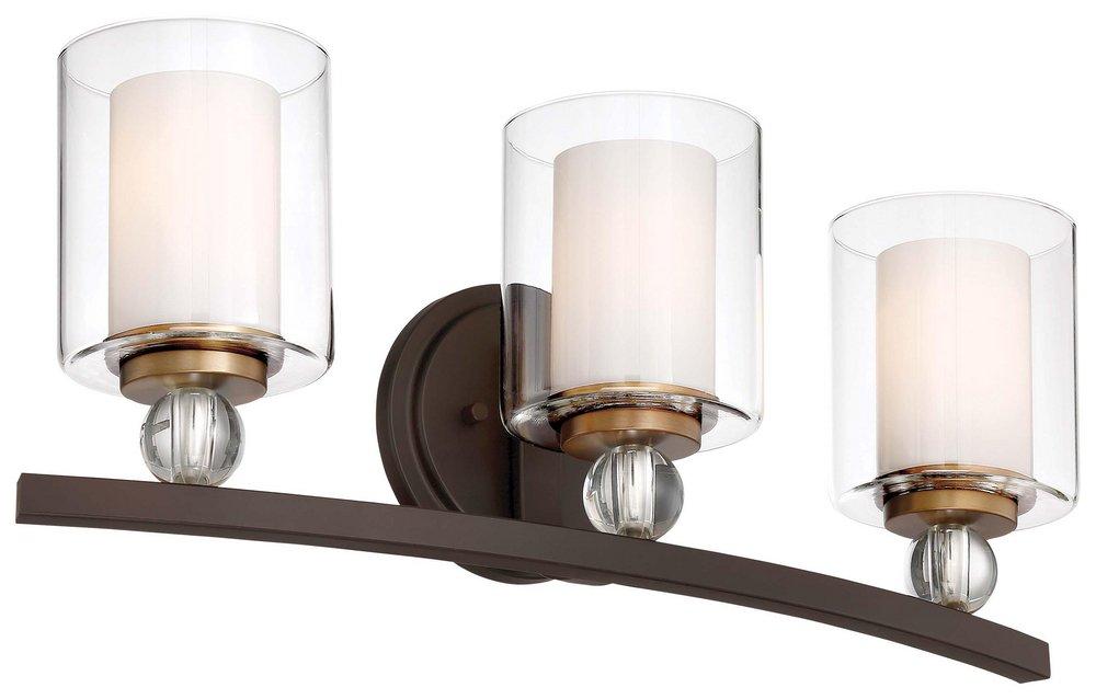 Minka Lavery Painted Bronze/Natural Brushed Brass 60W 3-Light Medium E-26 Incandescent Vanity Fixture 