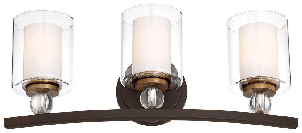 Minka Lavery Painted Bronze/Natural Brushed Brass 60W 3-Light Medium E-26 Incandescent Vanity Fixture 
