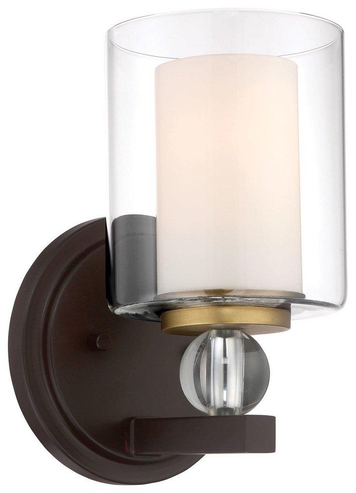 Minka Lavery Painted Bronze/Natural Brushed Brass 100W 1-Light Medium Vanity Fixture 