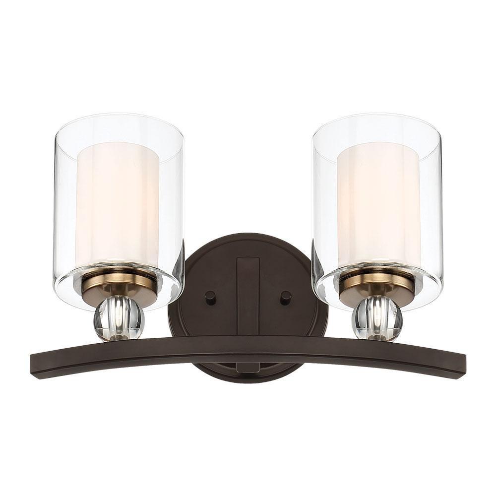 Minka Lavery Painted Bronze/Natural Brushed Brass 100W 2-Light Medium Vanity Fixture 