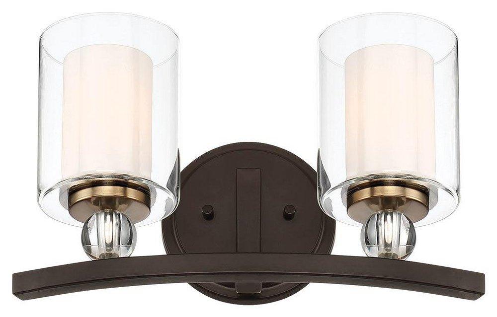 Minka Lavery Painted Bronze/Natural Brushed Brass 100W 2-Light Medium Vanity Fixture 